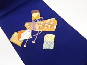 塩瀬金彩文箱・かるた模様名古屋帯